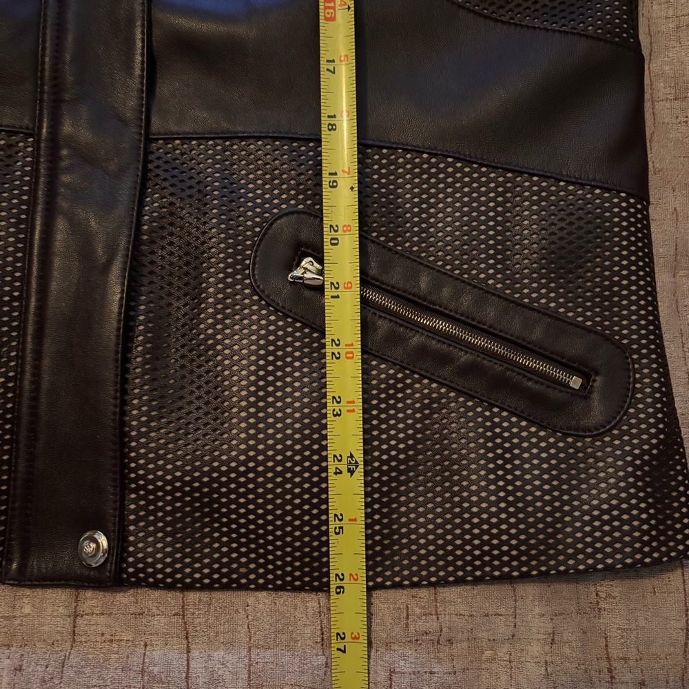 NWOT St. John Sport Choc Velvet Brown Leather Jacket w Raccoon Fur L/XL - Picture 15 of 16